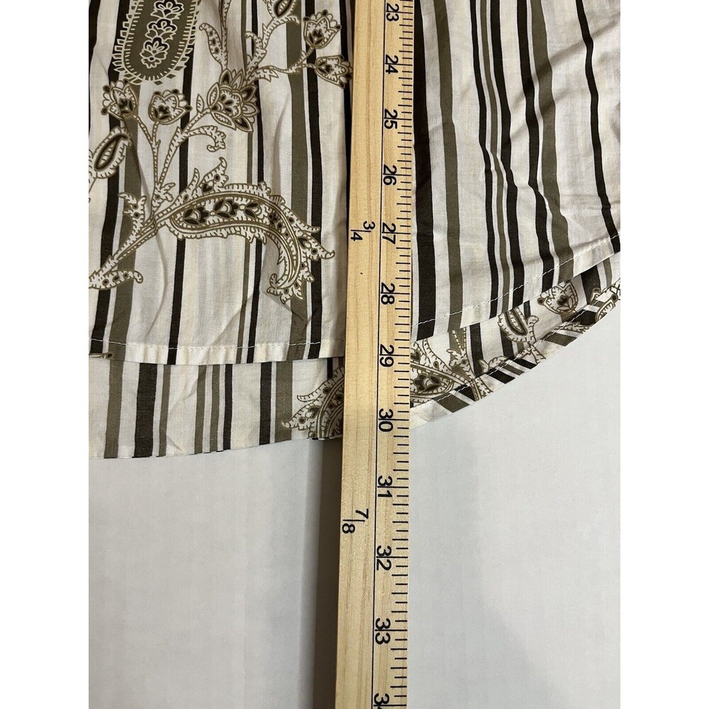 Express Men's White Brown‎ Print Stripe Button Down Long Sleeve Y2K Shirt Large - Picture 11 of 12